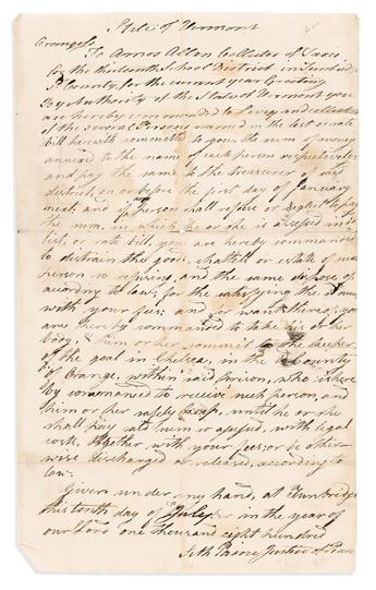 (MORMONS.) Pair of documents signed by Joseph Smith's grandfather and uncle in Vermont.